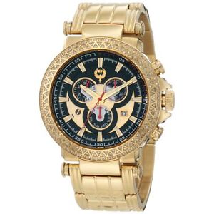 Brillier 11-01 Mens Gold Dial Analog Quartz Watch with Stainless Steel Strap
