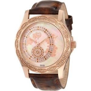 Brillier 03-31325-04 Womens Mop Dial Analog Quartz Watch with Leather Strap