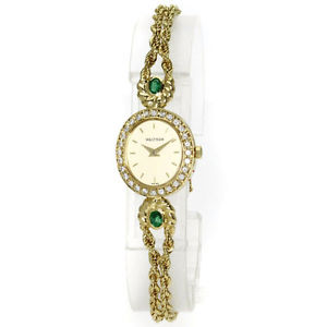 Authentic WALTHAM Diamond Emerald Watches  18K yellow gold Women