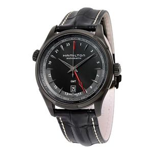 Hamilton H32685731 Mens Black Dial Analog Automatic Watch with Leather Strap