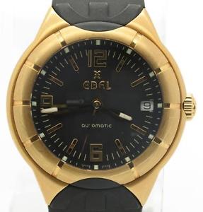 Ebel Type E Automatic Solid 18K Yellow Gold w/ Date on Rubber strap E8330C41