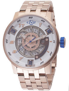 GV2 By Gevril Men's Motorcycle Sport Watch 1302B Rose-Gold IP Steel Exhibition