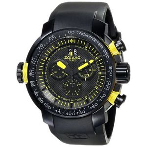 Zodiac ZO8559 Mens Black Dial Quartz Watch with Rubber Strap