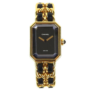 Auth CHANEL CC Gold Plating/Leather Premiere S Wrist watch Switzerland:R7483_g_3