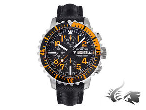 Fortis Marinemaster Chronograph Automatic Watch, ETA 7750, Black-Orange