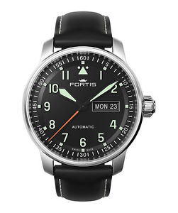 Fortis FLIEGER PROFESSIONAL Swiss Auto watch Day/Date Black strap 704.21.11 L01