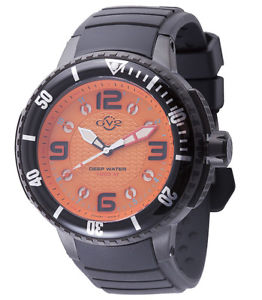 GV2 by Gevril Men's 8904 Termoclino Black Rubber Orange Dial Watch