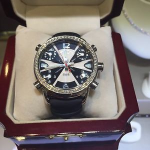 Gentlemans Hand Assembled Swiss Watch with Diamond Bezel
