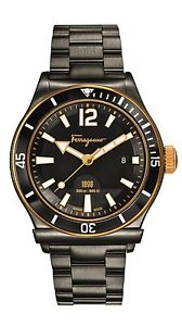 Ferragamo Men's FF3320016 1898 Sport  Grey IP Steel Black Dial Date Watch