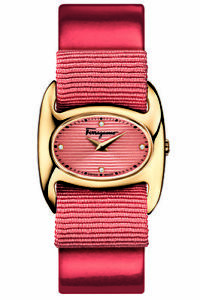 Ferragamo Womens FIE020015 Varina Orange Dial Orange Leather Diamond Wristwatch