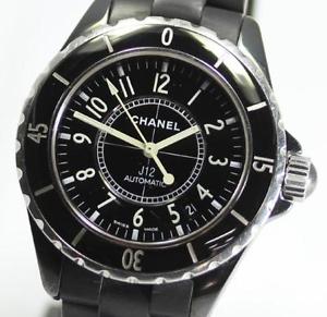 CHANEL J12 Sports Rubber Mens Watch H0684 Auto Black SS CE Good #0436