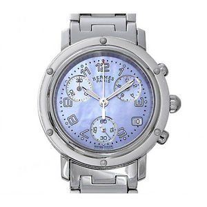 Auth HERMES Clipper Nacre Chronograph Ladies' Wristwatch 70176999