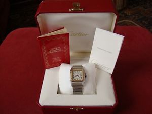 Cartier Santos Date 1566, 18k Gold & Steel 29x40 mm, Quartz Watch Authentic