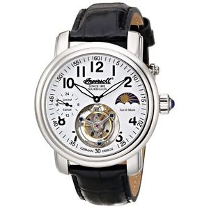 Ingersoll IN5306WH Mens White Dial Analog Mechanical Watch with Leather Strap