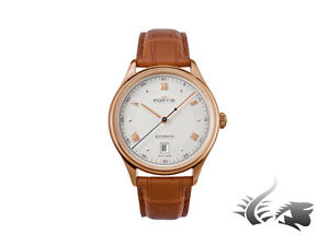 Fortis 19FORTIS a.m. Gold Automatic Watch, ETA 2892-A2, Rose gold, Silver