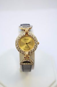 Ladies Geneve 14K YG Quartz Watch with Diamond Bezel
