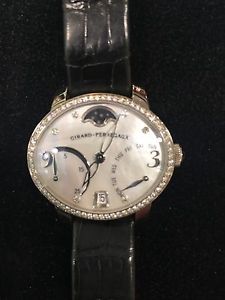Girard Perregaux Womans 18k Cats Eye Moon Phase Diamond Automatic Watch