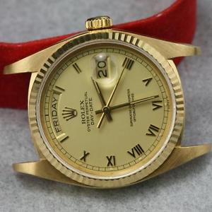 Customized After Market 18K Solid Gold Day-Date 18038 Roman Dial Quick Set Auto