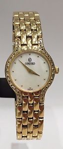 Ladies 14k Concord Les Palais Mother Of Pearl Diamond Dial & Bezel Watch