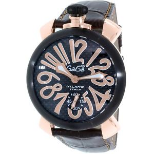 Gaga Milano 5014.01S Mens Brown Dial Analog Automatic Watch with Leather Strap