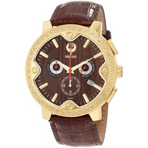 Brillier 05-21525-10 Mens Yellow Dial Analog Quartz Watch with Leather Strap
