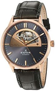 Edox Men's 85014 37R GIR Les Vauberts Analog Display Swiss Automatic Brown Wa...