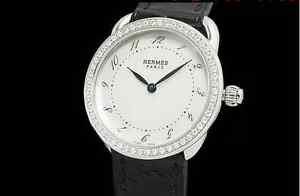 Auth HERMES Aruso PM AR5.230 Diamond Bezel SS Quartz Lady's Watch(S A0584)