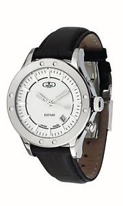 Gio Monaco Men's 776-F Estasi Automatic Luminous Black Leather Date Wristwatch