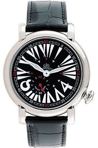 Gio Monaco Women's 404-A DaFnE Black Dial Black Leather Wristwatch