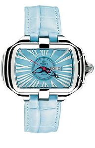 Gio Monaco Women's 302-A PrimaDonna Roman Numbers Blue Leather Day  Date Watch