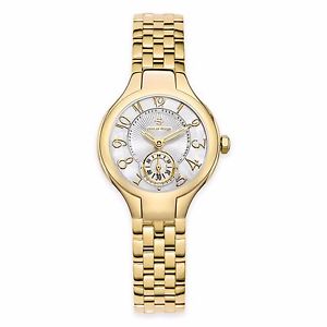 Ladies Female Womens Fashion 28mm Mini Round Mother Pearl Dial Goldplated Watch