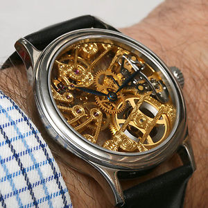 LISSABON SKELETON WATCH by JACQUES ETOILE. STAINLESS STEEL, 42 MM CASE.