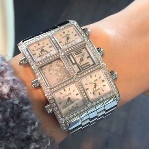 100% Authentic IceLink 6 Time Zone Diamond Women's Watch White 3.80 Ct