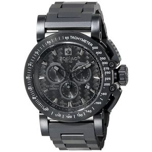 Zodiac ZO8542 Mens Black Dial Analog Quartz Watch with Stainless Steel Strap