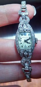 Absolutely stunning Ladies Platinum 1.2 carat vintage watch tennis bracelet!