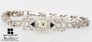 Art Deco Platin Damenuhr mit Diamanten zus. ca. 1,30 ct. prachtoller Luxus
