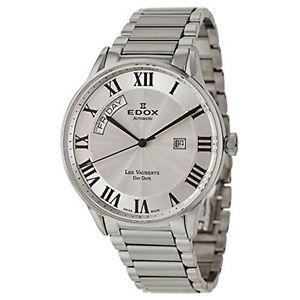 Edox 83011-3B-AR Mens Silver Dial Automatic Watch with Stainless Steel Strap