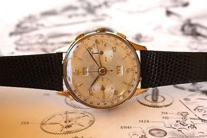 LARGE VINTAGE ANGELUS CHRONODATO CHRONOGRAPH WATCH TRIPLE DATE SERVICED 217 CAL.