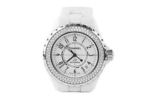 Chanel J12 Diamond Bezel Automatic White Ceramic Watch Box & Papers