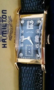 Hamilton 14k Solid Gold Diamond Dial 19j Man's Driver's Wrist Watch 41mm 982 Mvt