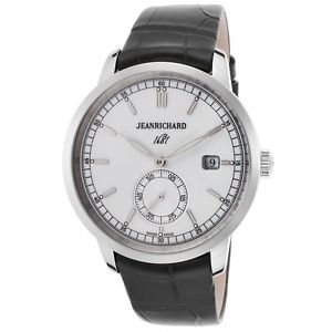 Jeanrichard 60310-11-131-AA2 Mens White Dial Automatic Watch with Leather Strap
