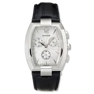 Concord 0311034 Mens Silver Dial Quartz Watch with Leather Strap