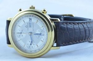 DUGENA MEN'S WATCH AUTOMATIC CHRONO 18K 750 GOLD 39MM 75 YEAR LIMITED EDITION