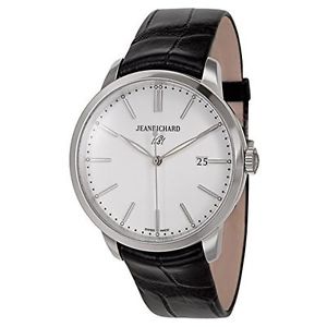 Jeanrichard 60300-11-131-AA6 Mens White Dial Automatic Watch with Leather Strap