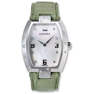 Concord 0311063 Womens White Dial Quartz Watch with Leather Strap
