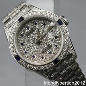 Customized After Market 18K Solid W.G Women's 26mm Super President 69179 w/ Band