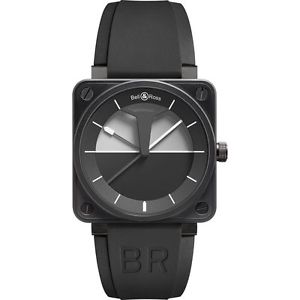 Bell And Ross BR01-92-HORIZON Mens Black Dial Automatic Watch with Rubber Strap