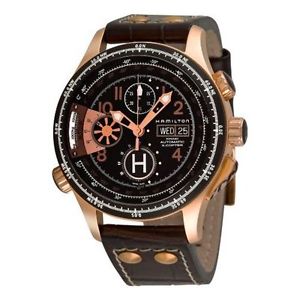 Hamilton H76646533 Mens Black Dial Automatic Watch with Leather Strap