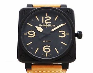 BELL&ROSS Heritage Mens Watch BR01-92 HERI-CA Auto Black SS PVD Excellent #0576