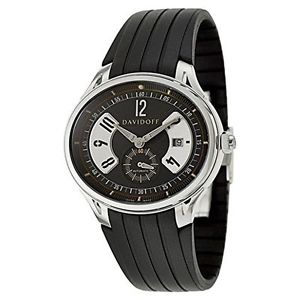 Davidoff 20336 Mens Black And Silver Dial Automatic Watch with Rubber Strap